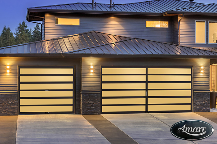 A two-car garage with newly installed doors and openers